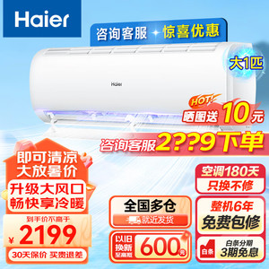 Haier 海尔 空调大1匹挂机新三级能效变频冷暖卧室壁挂式智能自清洁家用空调节能