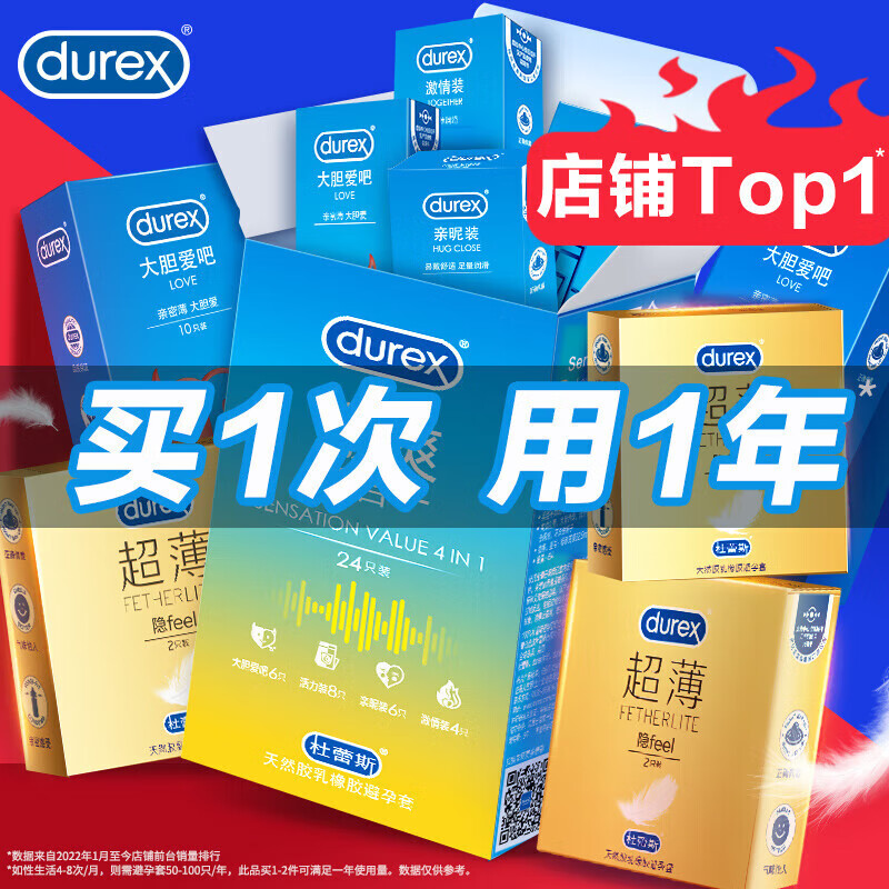 【74.9包邮，首购-5】杜蕾斯durex 超薄安全套 精选组合共50只（含赠） 104.9元