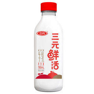 SANYUAN 三元 鲜活 高品质牛乳780mL瓶 生鲜 低温奶