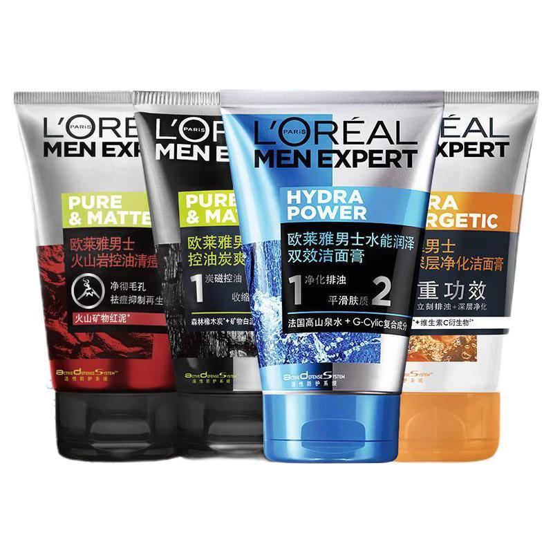 L'OREAL PARIS 巴黎欧莱雅 欧莱雅（LOREAL） 男士洗面奶控油清痘磨砂抗黑头角质男士水能保湿净油洁面啫喱 100ml 21.4元