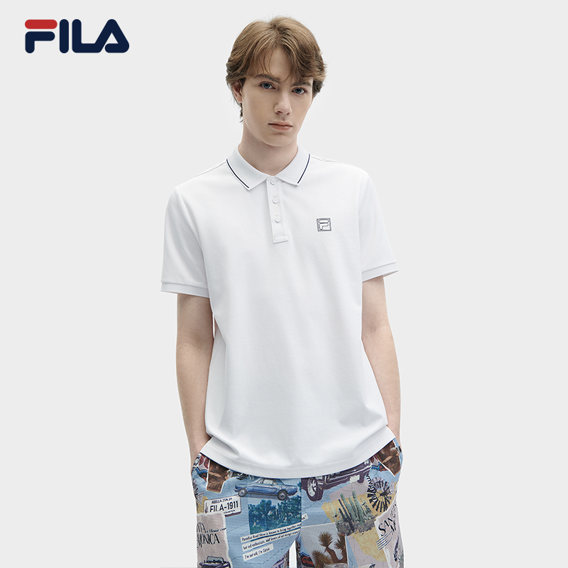 FILA 斐乐翻领短袖POLO衫男2024夏季新款透气休闲通勤运动T恤上衣 1013元