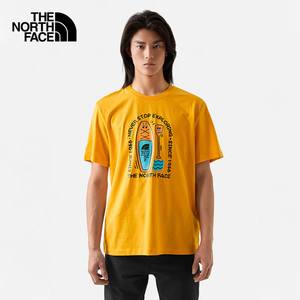 THE NORTH FACE 北面 短袖T恤情侣款户外舒适印花短袖7WF9 黄色/56P M