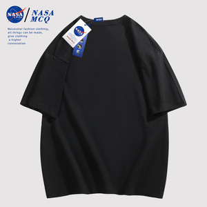 NASA联名2024新款时尚潮流精梳棉字母印花户外运动情侣短袖T恤01