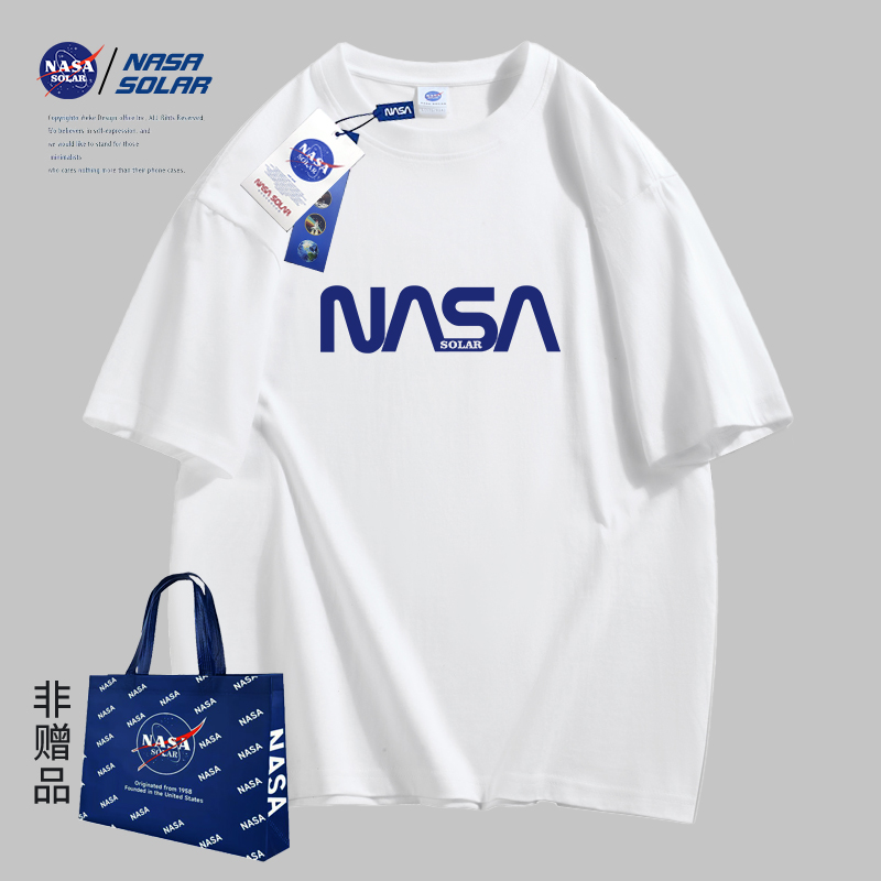 NASA SOLAR夏季联名新款字母印花时尚潮流纯棉户外休闲短袖 99.6元