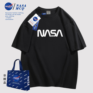 NASA联名2024新款时尚潮流精梳棉字母印花户外运动情侣短袖T恤02