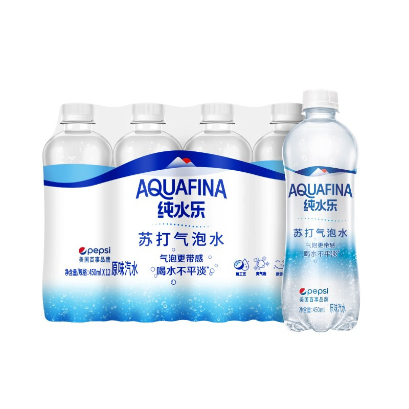 AQUAFINA 纯水乐 百事可乐纯水乐 AQUAFINA 纯水乐苏打气泡水（汽水）450ml *12瓶 17.76元