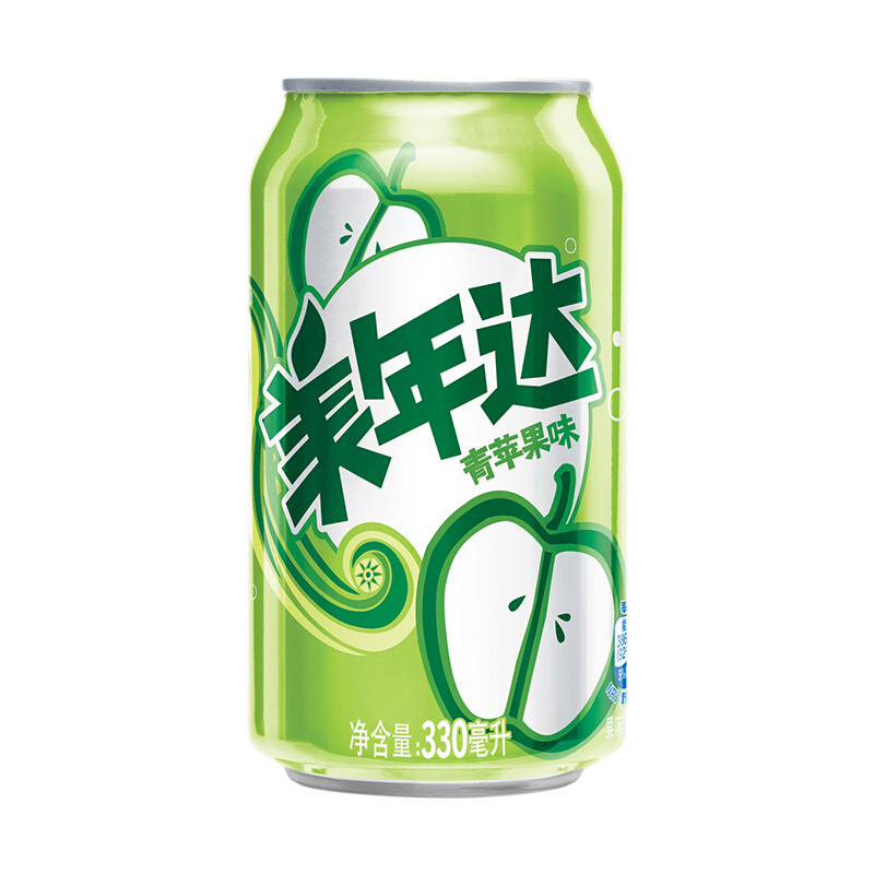 MIRINARA 美年达 百事可乐 美年达 Mirinda 青苹果 汽水 碳酸饮料 330ml*24听 百事出品 32.72元