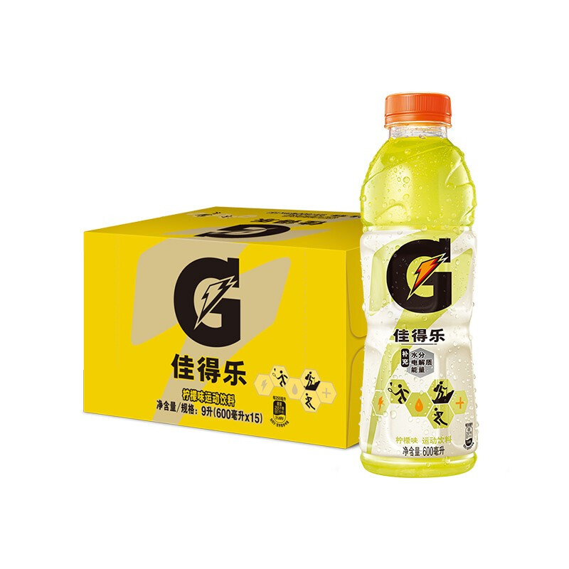 GATORADE 佳得乐 百事可乐 佳得乐 GATORADE 柠檬 补充电解质 运动饮料 600ml*15 百事出品 31.54元