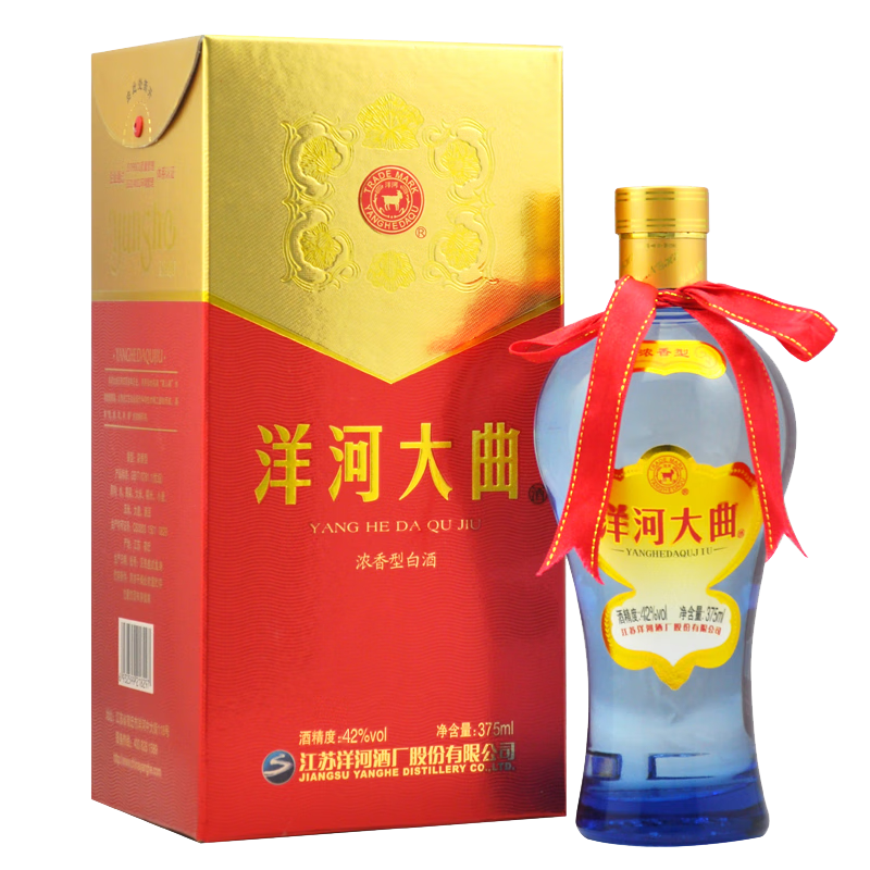 YANGHE 洋河 绵柔浓香型白酒 洋河大曲 42度 375mL 1瓶 19.9元