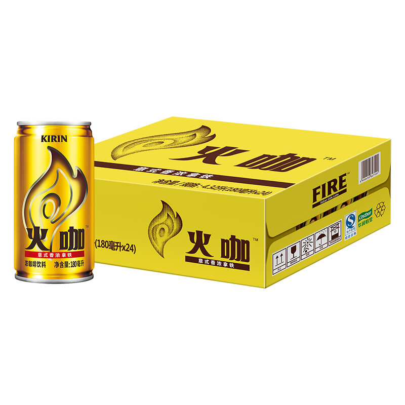 KIRIN 麒麟 怡宝 麒麟（KIRIN）火咖 意式香浓咖啡饮料 180ml*24罐装 整箱 31.8元