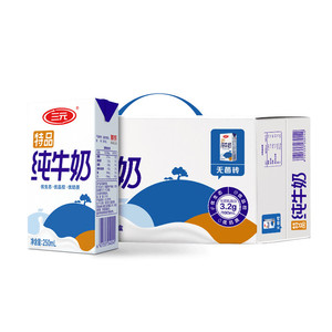 SANYUAN 三元 特品纯牛奶整箱 250ml*24礼盒装 优选牧场 家庭量贩装 中秋送礼