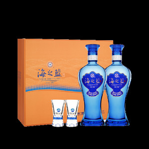 YANGHE 洋河 海之蓝 口感绵柔浓香型白酒 42度 480mL 2瓶 礼盒