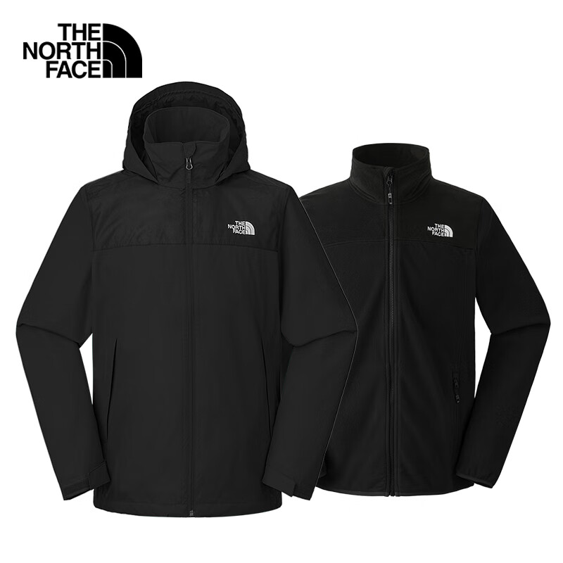 THE NORTH FACE 北面 24秋冬北面三合一冲锋衣男款户外防风防水抓绒内胆冲锋衣三合一 黑色外壳+黑色抓绒内胆 XL 1426元