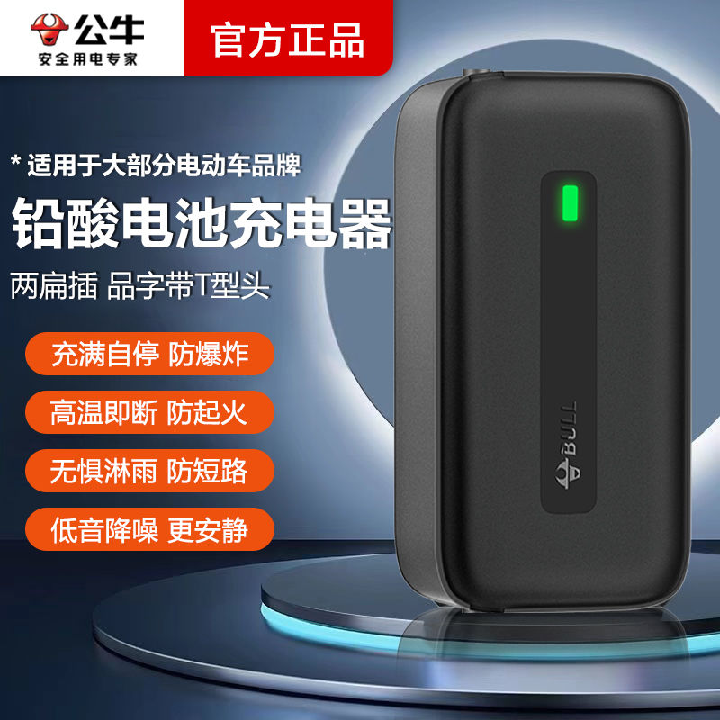 BULL 公牛 雅迪电动车电瓶充电器防爆防过充60v72V爱玛台铃小刀铅酸通用 33.06元