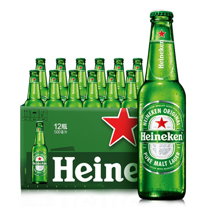 Heineken 喜力 经典500mL*12瓶 赠经典铝瓶330ml*12瓶+星银500ml*6罐+五芳斋月饼礼盒 76元