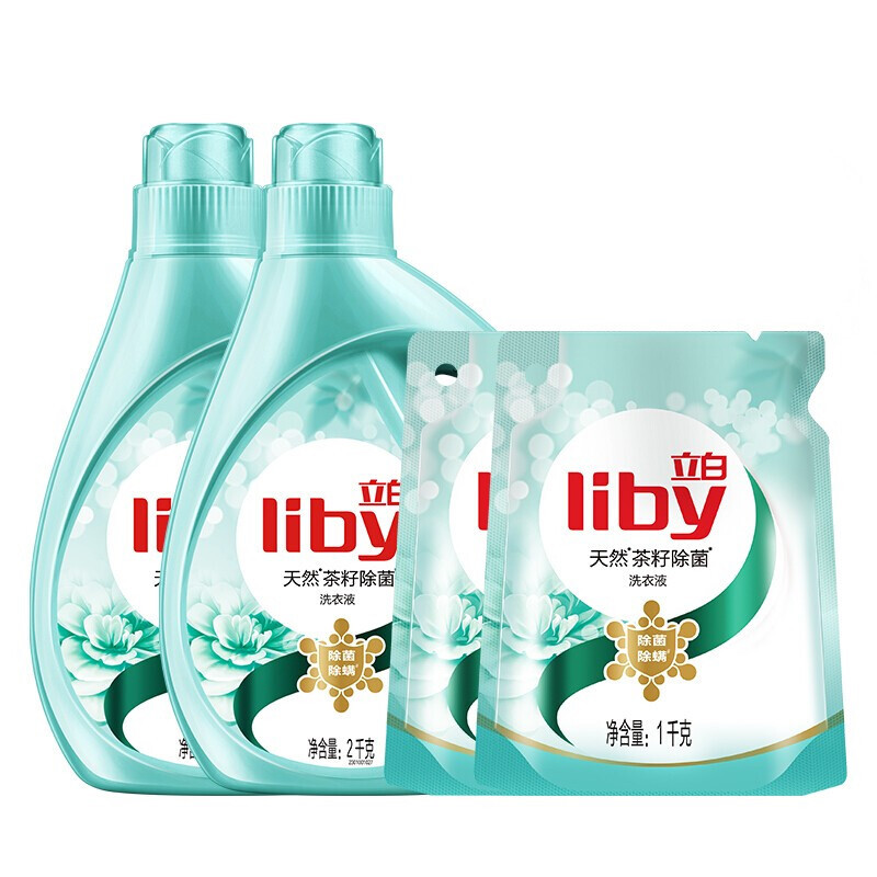 Liby 立白 天然茶籽洗衣液 除菌除螨6kg 38.31元