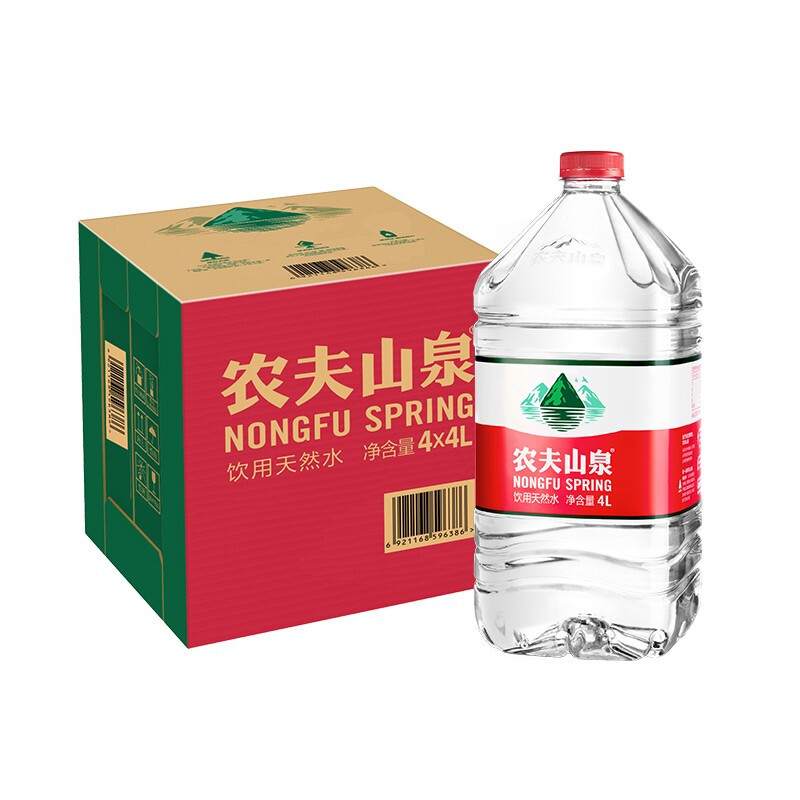 NONGFU SPRING 农夫山泉 饮用水 饮用天然弱碱性水4L*4桶 整箱装 桶装水 18.18元