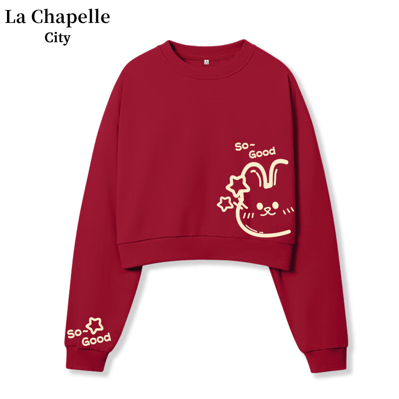 La Chapelle City 拉夏贝尔短款圆领卫衣女 27元