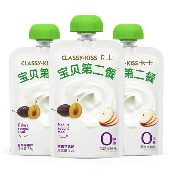 CLASSY·KISS 卡士 CLASSY.KISS）宝贝第二餐儿童酸奶85g*6袋 西梅苹果味无蔗糖酸奶 31.96元