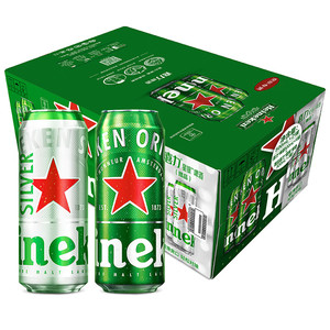 Heineken 喜力 啤酒 混装 500mL 21罐+星银*4（赠一箱经典铝瓶*12）