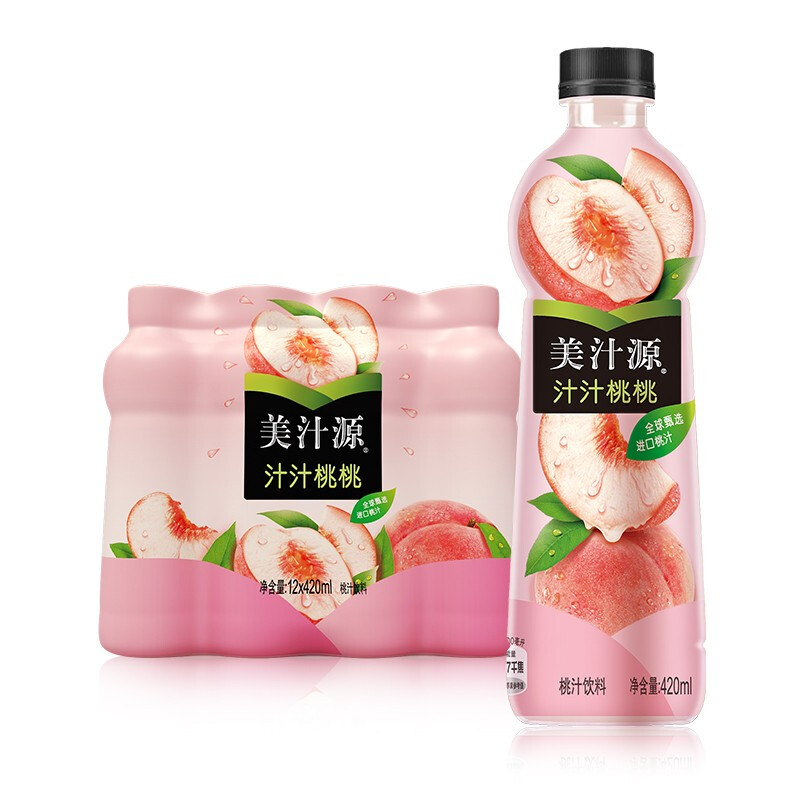 Minute Maid 美汁源 可口可乐（Coca-Cola）美汁源 Minute Maid 汁汁桃桃饮料 420ml*12瓶 新老包装随机发货 26.43元