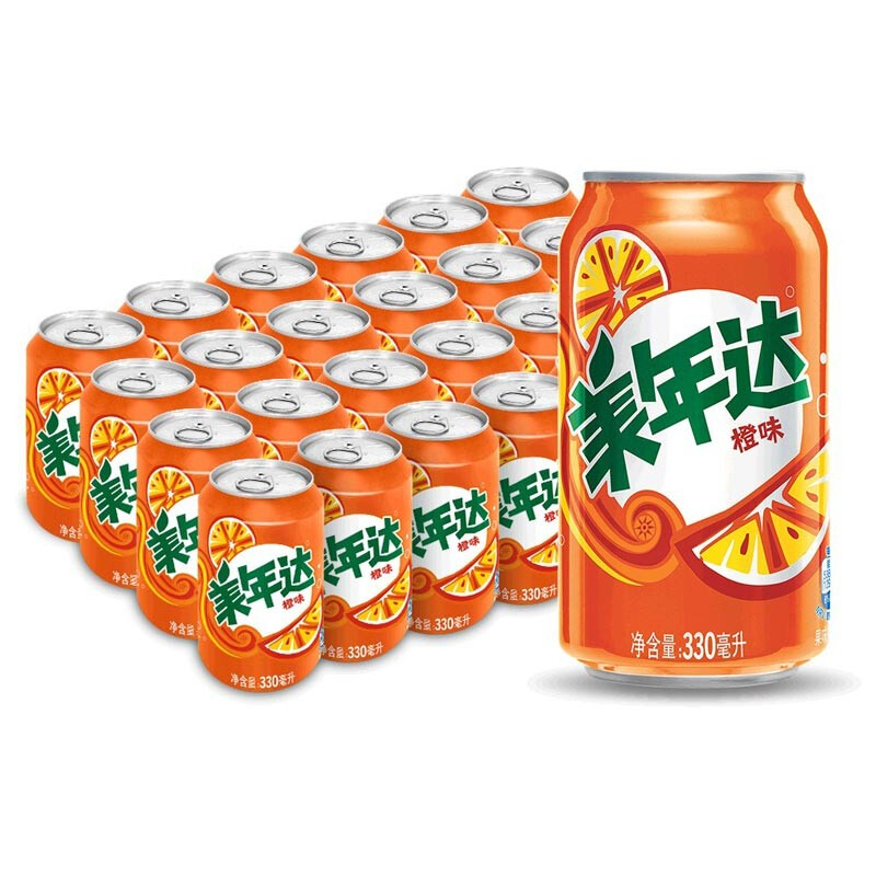 MIRINARA 美年达 百事可乐 美年达 Mirinda 橙味 可乐 碳酸饮料整箱 330ml*24听 百事出品 33.61元