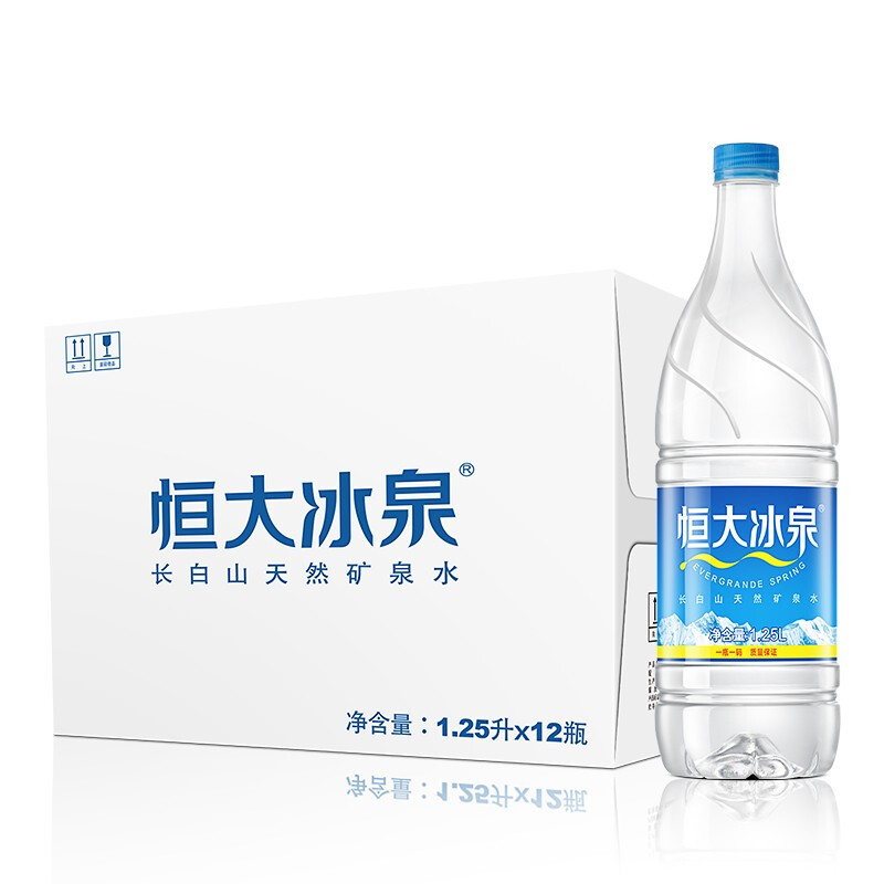 EVERGRANDE SPRING 恒大冰泉 Evergrande 恒大冰泉 饮用天然矿泉水 1.25L*12瓶 24.29元