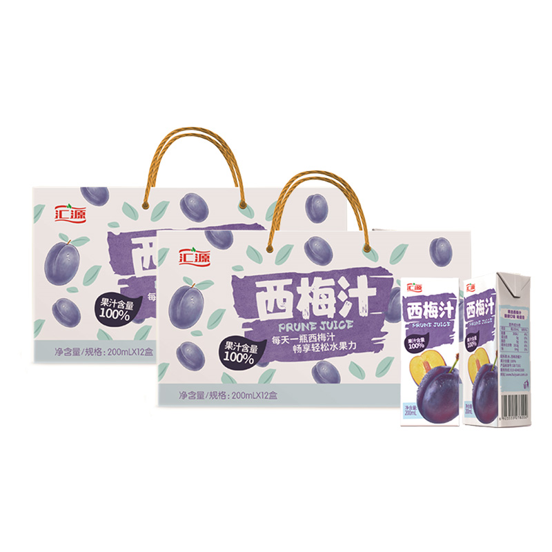 汇源100%西梅汁200ml*12盒饮料整箱新疆西梅纯果汁饮品旗舰店官方 85.9元