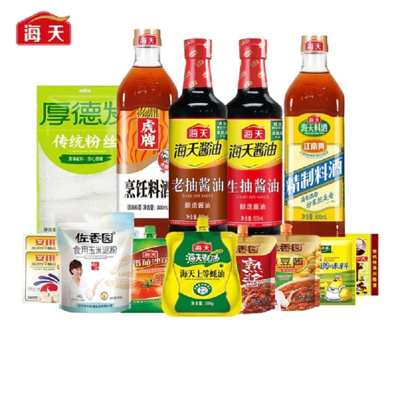 海天酱油生抽老抽蚝油料酒黄豆酱调料组合家用厨房调味品组合套装 24.91元