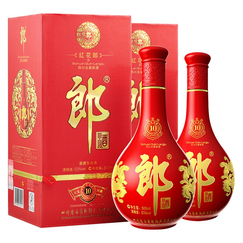 LANGJIU 郎酒 红花郎 红10 酱香型白酒 53度 500ml 570元