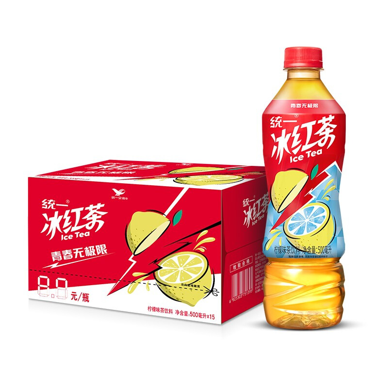 Uni-President 统一 冰红茶（柠檬味红茶饮料） 500ml*15瓶 整箱装 新旧包装交替发货 27.49元