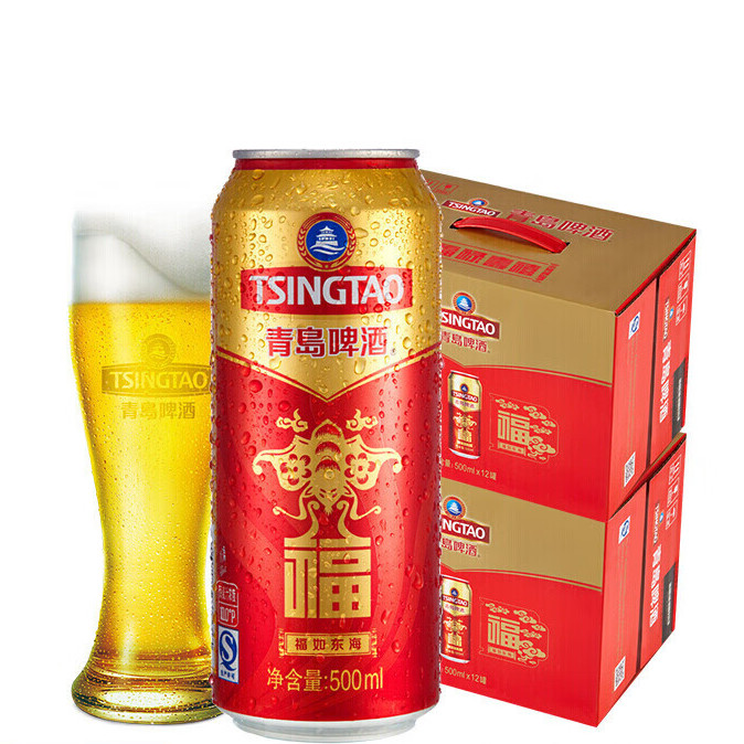 TSINGTAO 青岛啤酒 福如东海10度500mL*12罐手提箱装+福喜罐500ml*4罐+青岛礼袋*2（含赠） 43元