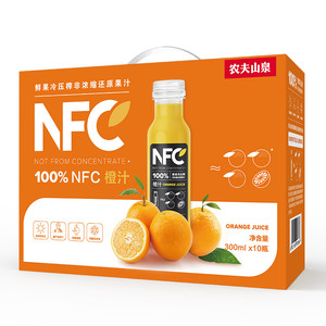 NONGFU SPRING 农夫山泉 NFC橙汁100%橙子冷压榨300ml*10瓶礼盒