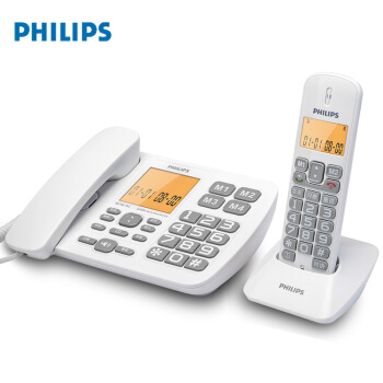 PHILIPS 飞利浦 无绳电话机 无线座机 子母机 办公家用 一键拨号 内部对讲DCTG152一拖一 (白色) 368元