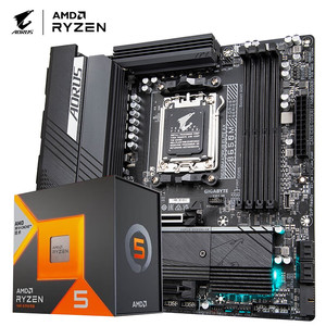 GIGABYTE 技嘉 小雕 B650M AORUS ELITE AX+ AMD 锐龙5 7600X3D 游戏处理器 板U套装