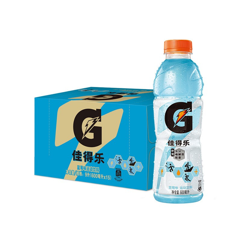 GATORADE 佳得乐 百事可乐 佳得乐 GATORADE 蓝莓 补充电解质 运动饮料 600ml*15瓶 整箱 36.4元