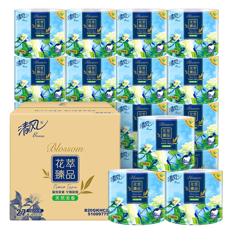 Breeze 清风 花萃臻品卷纸 4层200g27卷 45.24元