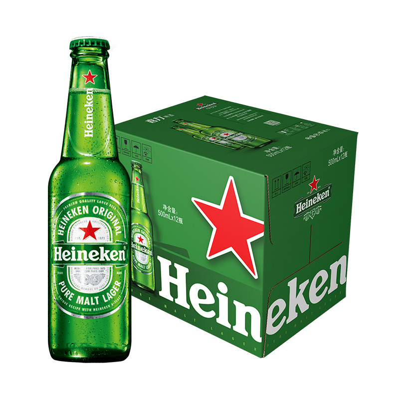 Heineken/喜力啤酒 瓶装500ml*12瓶整箱装全麦酿造啤酒 官方正品 97.04元