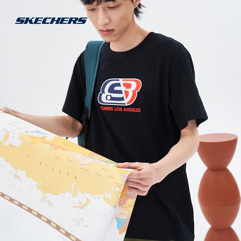 SKECHERS 斯凯奇 情侣款T恤 L121U173 34元