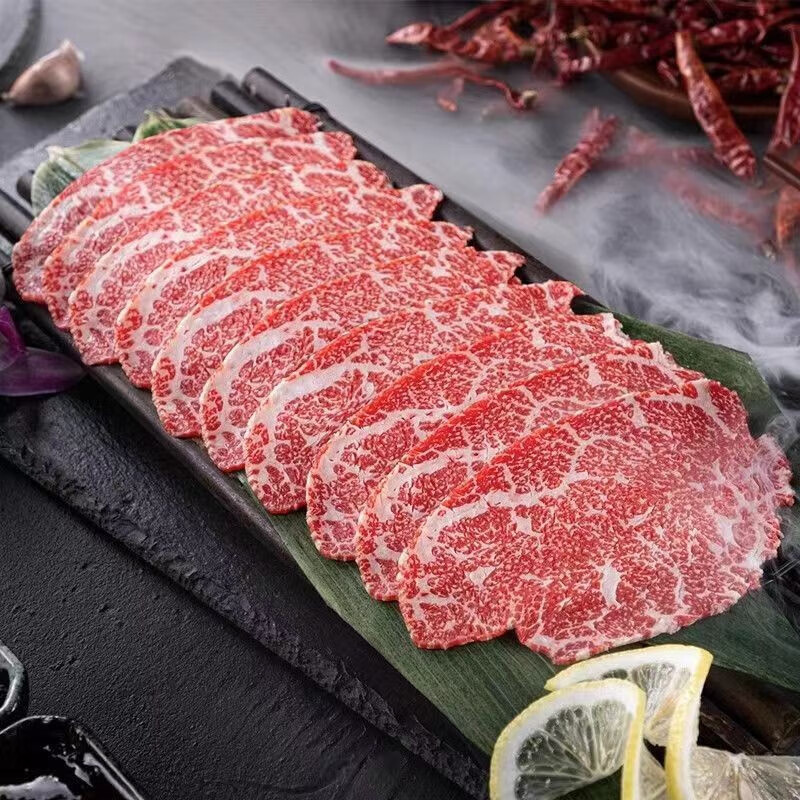 澳洲进口和牛M9腹部肉雪花牛肉片200g*5盒 23.38元