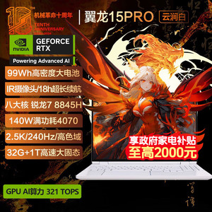 MECHREVO 机械革命 翼龙15 Pro 15.3英寸游戏本（R7-8845H、RTX 4070 8G、32GB、1TB）