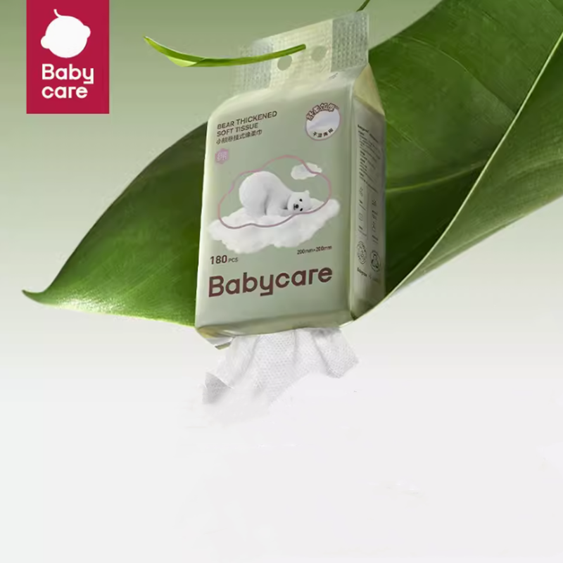 babycare小熊悬挂式一次性洗脸巾非棉柔巾干湿两用180抽组合提装 74.7元