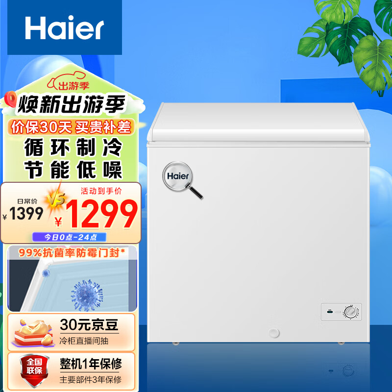 Haier 海尔 200升家用冷藏冷冻转换冰柜 节能单温母乳冷柜小冰箱BC/BD-200GHT 999元