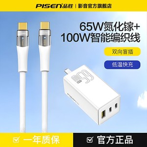 PISEN 品胜 65W智能快充氮化镓充电器typec线双c线usb接口