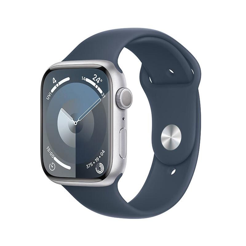 Apple 苹果 Watch Series 9 智能手表 GPS款 45mm 风暴蓝色 橡胶表带 S/M 2499元