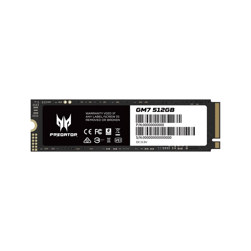 PREDATOR 宏碁掠夺者 GM7系列 NVMe M.2 固态硬盘 512GB（PCI-E4.0） 299元