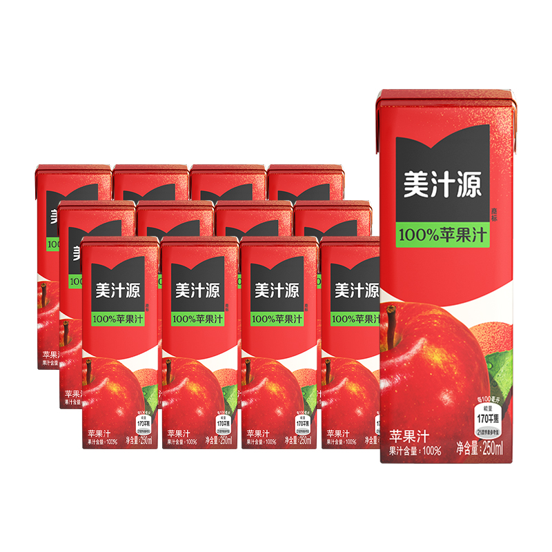 虞书欣代言美汁源100%苹果汁250ml*6盒*2组可口可乐果汁饮料 37.8元