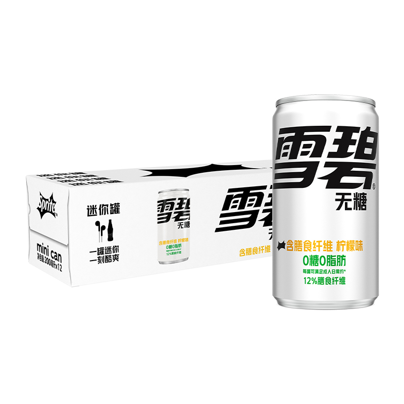 周杰伦/张艺兴双代言 雪碧碳酸饮料纤维+200ml*12罐整箱 神纤雪碧 85.6元