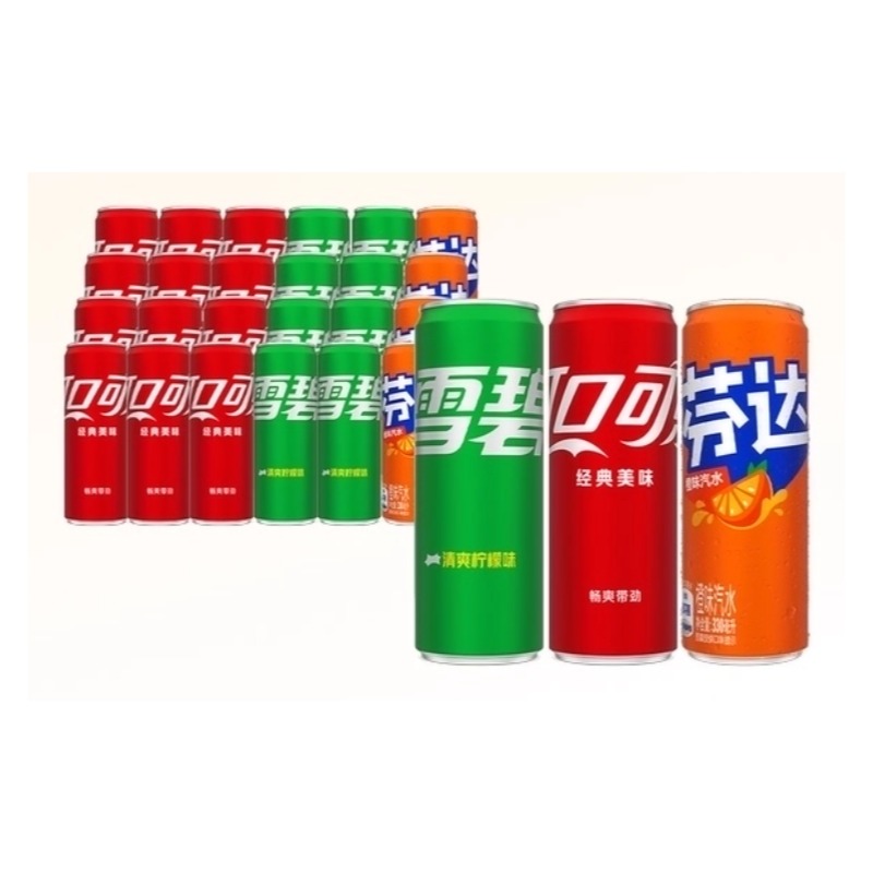 可口可乐含汽饮料汽水330ml*24罐（可乐12罐+雪碧8罐+芬达4罐） 128.7元