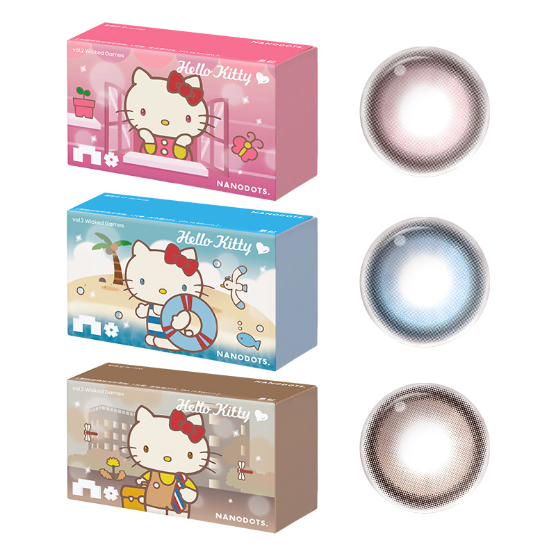 【HelloKitty】NANODOTS悬粒红蓝色通透半年抛美瞳隐形眼镜1片*2 39元